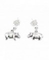 Sterling Silver Oxidized Hippopotamus Hippo Dangle Earrings - CY11DGM0QNR