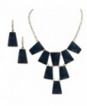 Gold Tone Layered Blue Unique Necklace Earring Necklace Earring Jewelry Set for Women - CI11N5NIVYX