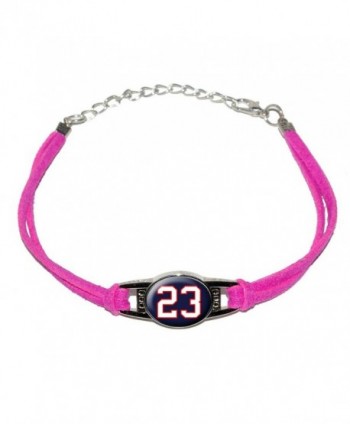 Graphics and More Number 23 on Dark Navy Blue - Novelty Suede Leather Metal Bracelet - Pink - C112K3N8DKT