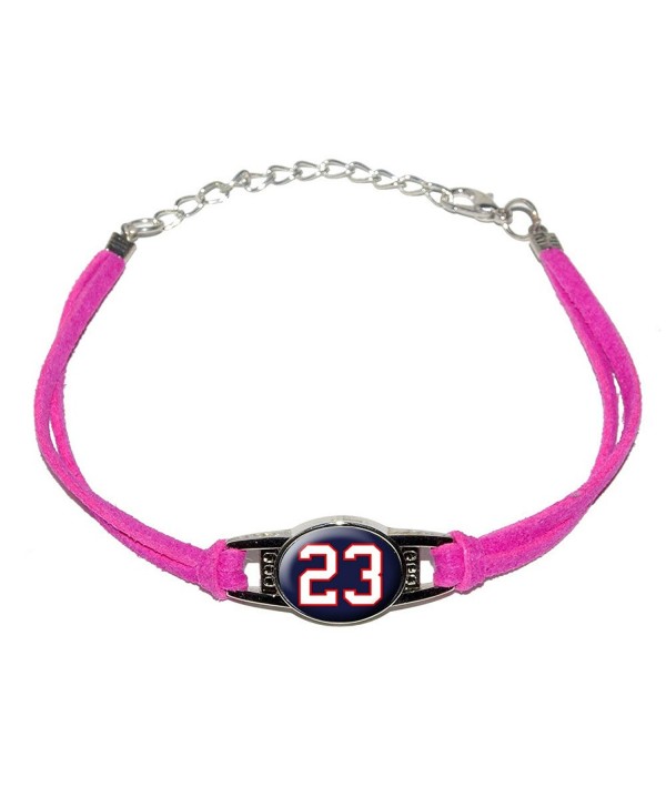 Graphics and More Number 23 on Dark Navy Blue - Novelty Suede Leather Metal Bracelet - Pink - C112K3N8DKT