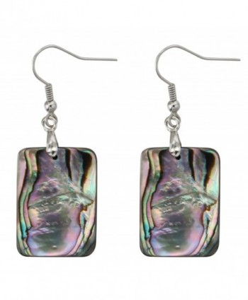 Natural Double-faced Abalone Shell Rectangle Drop Dangle Hook Earrings Jewelry for Women - CL182Z2YDTH