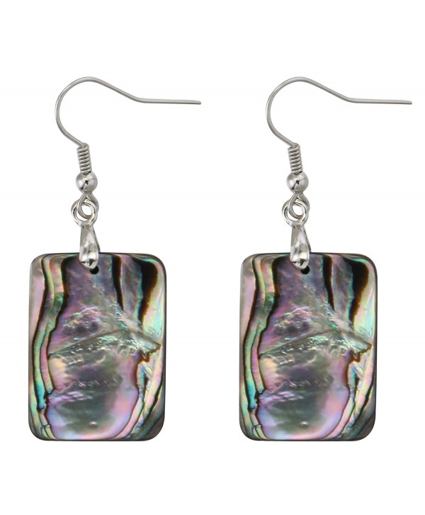 Natural Double-faced Abalone Shell Rectangle Drop Dangle Hook Earrings Jewelry for Women - CL182Z2YDTH