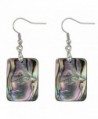 Natural Double-faced Abalone Shell Rectangle Drop Dangle Hook Earrings Jewelry for Women - CL182Z2YDTH