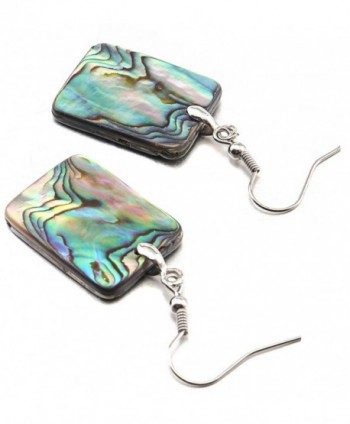 Natural Double faced Abalone Rectangle Earrings in Women's Drop & Dangle Earrings