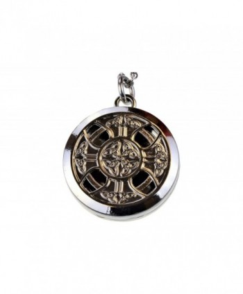 Celtic Cross Shiny Aromatherapy Essential Oil Diffuser Necklace Locket Pendant Jewelry - CY115J73L9N