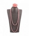 Grace Jun Luxury Fashion Glass Simulated Pearl for Women Party Handmade Long Pearl Necklace 55" - Pink - CO182HD4KM3