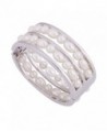 KAYMEN Women's Glossy Metal With White Imitation Pearls Statement Bangle & Girl's Bracelet - C1120OZZHHX