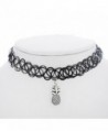 MJARTORIA Black Henna Tattoo Elastic Stretch Hippy Choker Collar BFF Necklace with Charm Pendant - CH1253YXLNH