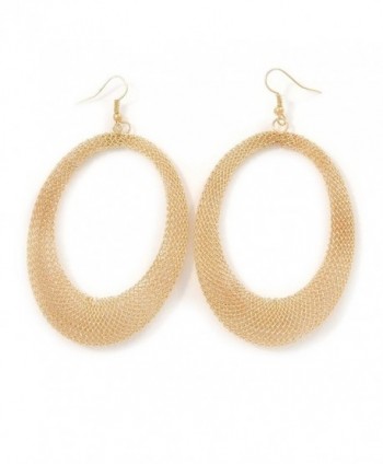 Large Gold Tone Mesh Oval Hoop Earrings - 90mm L - C4128F2YRZF