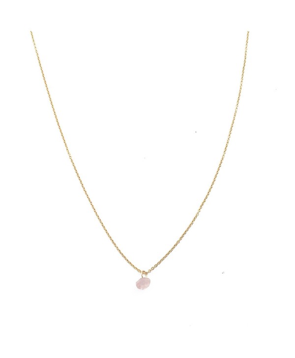 HONEYCAT Gold Rose Quartz Karma Single Crystal Necklace | Minimalist- Delicate Jewelry - CL12EMEC7R5