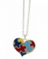 Autism Puzzle Piece Heart Pendant Necklace - CF115WNR3KR
