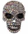 Angel Jewelry Women's Crystal Bling Skull Biker Pin Brooch - silver AB - C412O6729EI