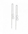 Rhodium Plated 925 Sterling Silver Open Infinity Threader Long Dangle Earrings- Thin Bar Backing - CH17Z2GHI4D