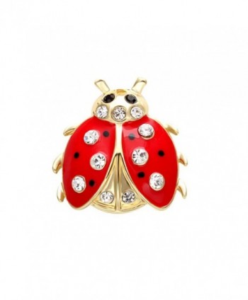 SENFAI Fashion 2 Colors Jewelry Insects Ladybug Crystal Brooches Bouquet Coccinella Septempunctata Lapel Pin - C212B7KDZFZ