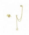 Bling Jewelry Double Linked Earrings Stars Ear Cuff Set Gold Plated Silver - C111VWWSM57