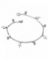 Stainless Steel Anklet Bracelet with Dangling Charms of Dolphins and Beads - CS12KB1B143