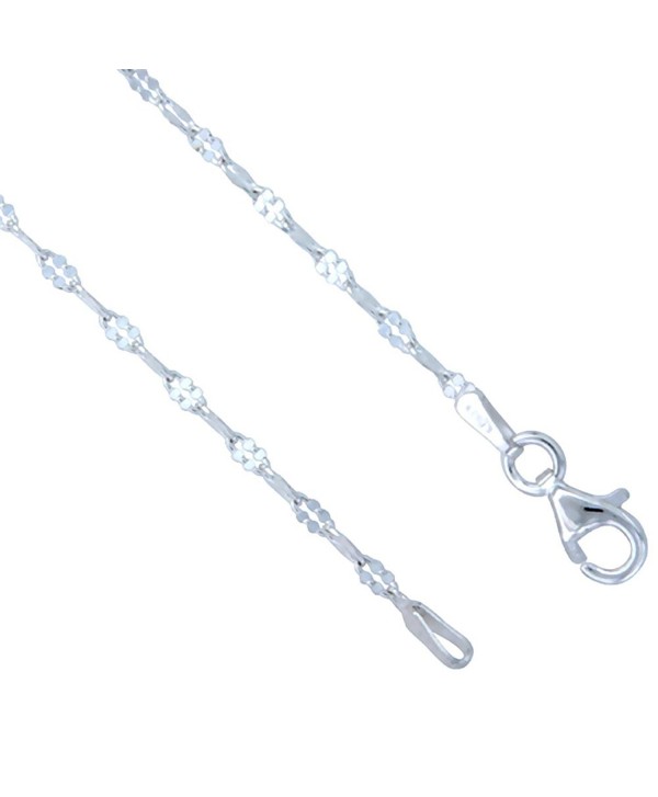 Sterling Silver coffee Chain Necklace 2mm Dabbed Links Nickel Free Italy- sizes 16 & 18 inch - CB11B92MTNB