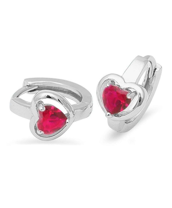Ruby Heart Hoop .925 Sterling Silver Earrings - C711ODQNORF