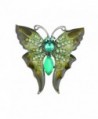 Alilang Womens Antique Silvery Tone Green Rhinestones Vintage Butterfly Brooch Pin - CX113T2CWZT