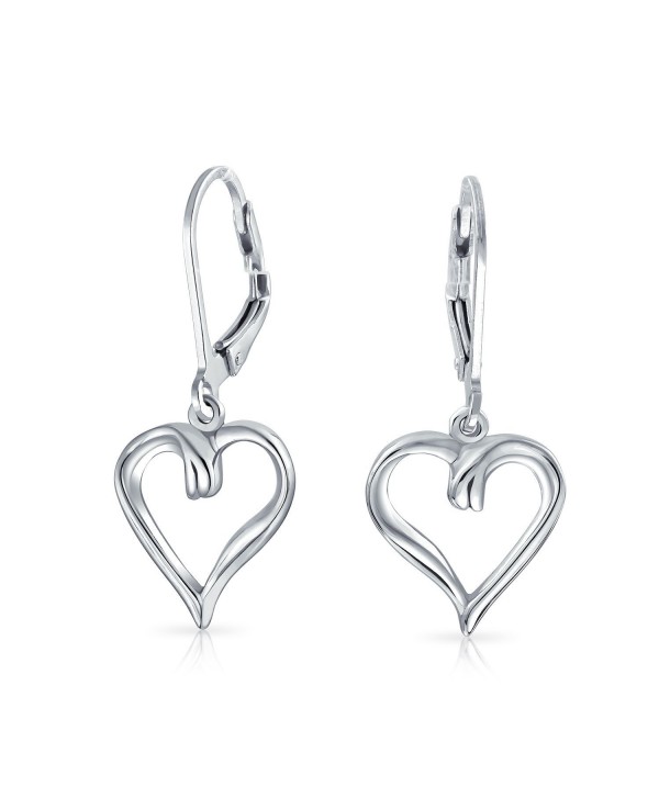 Bling Jewelry Open Heart Dangle Sterling Silver Leverback Earrings - CV11ETT5MJT