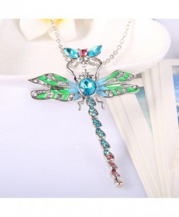 EleQueen Silver tone Dragonfly Necklace Austrian