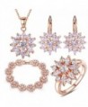 BAMOER Women Ladies Jewelry Set Rose Gold Plated Finger Ring Pendants Necklace Stud Earring Charms Bracelet - C111TNITH9H