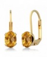 1.40 Ct Oval Checkerboard Yellow Citrine Gold Plated 4-prong Leverback Earrings - CS1179R10MB