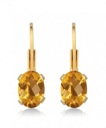 Checkerboard Citrine 4 prong Leverback Earrings