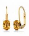 Checkerboard Citrine 4 prong Leverback Earrings in Women's Stud Earrings