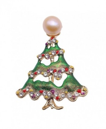 JYX Pearl Brooch Christmas Tree-style 10mm Pink Freshwater Cultured Brooch Pin Christmas - C7188ZIU2EG