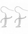 Plain Silver Initial Hook Earrings - Alphabet - Letter - Made to a high jewellery quality finish - T - CH128TUSP9H