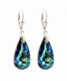 Swarovski Elements Crystal Sterling Silver Leverback Dangle Earrings - Bermuda Blue - CO118YVNJJD