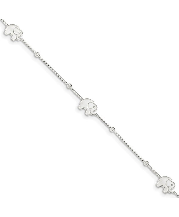 Sterling Silver 9in Polished Elephant with 2in ext. Anklet - C8119CBD5TN