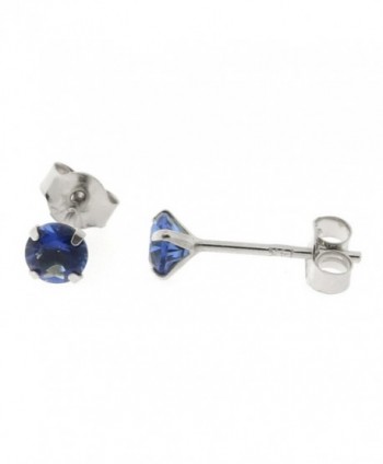 14k Yellow or White Gold Round Simulated Blue Sapphire Earrings - C212N4WJTAX