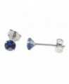 14k Yellow or White Gold Round Simulated Blue Sapphire Earrings - C212N4WJTAX