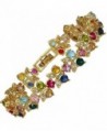 Rizilia Jewelry Gold Plated Crystal Round Cut Multi-Color Tennis Statement Fashion Bracelet - C911GVUN80T