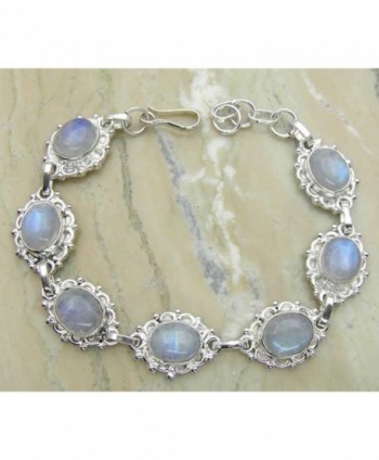 Genuine Moonstone 925 Sterling Silver Overlay Handmade Fashion Bracelet Jewelry - C31253YGQ2P