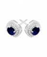 Created Sapphire Zirconia Earrings Sterling