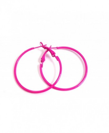 Hot Pink Hoop Earrings Simple Thin Hoop Earrings 1.5 Inch Hoop Earrings - CU12FZAW0RL