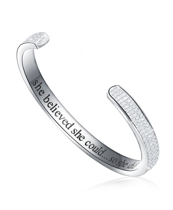 Motivation Inspirational Bracelet Austrian Engraved - Silver - CG1885LSZLO