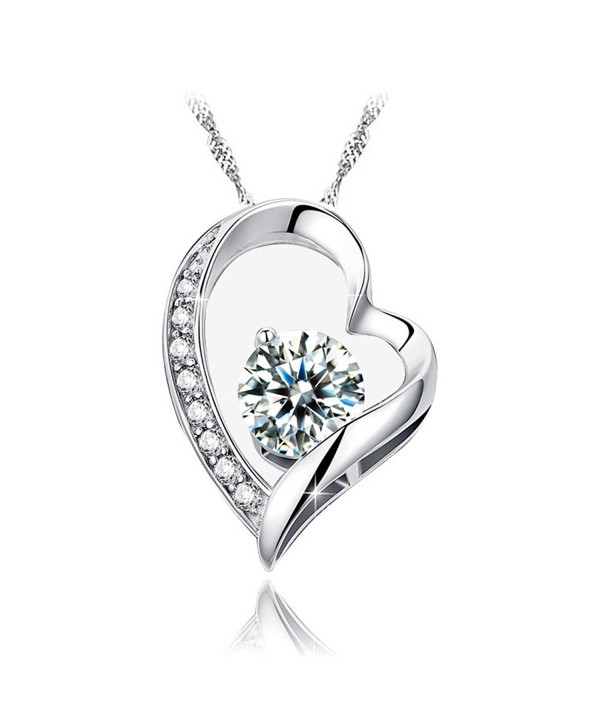 INMIX "My Heart Will Go On"14k Gold Plated Pendant Necklace with Cubic Zirconia Jewelry - CE1804484A5