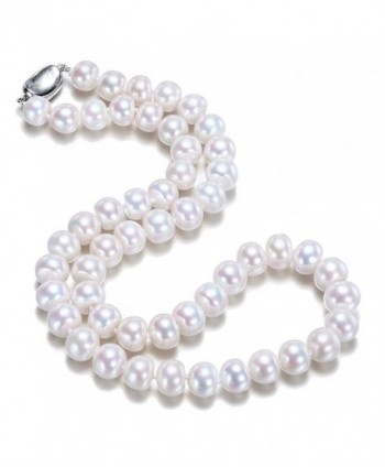 JYX Classic Near-round White Cultured Freshwater Pearl Necklace 16-64" - C81822K3DOK