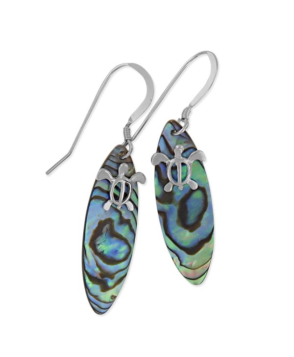 Sterling Silver Abalone Shell Surfboard Turtle Dangle Earrings - CL117WLT9DL