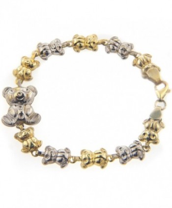 MCS Jewelry Sterling Silver Two Tone Gold Plated Teddy Bear Link Bracelet - CP1107IKSO5