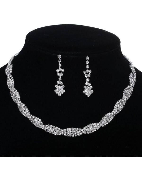 YAZILIND Shining Twisted Bridal Jewelry Sets Necklace and Earrings - CO11ORJWBMH