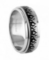 8MM Stainless Steel Flame Spinner Wedding Band (Size 8 to 15) - CC11BC4CAYX