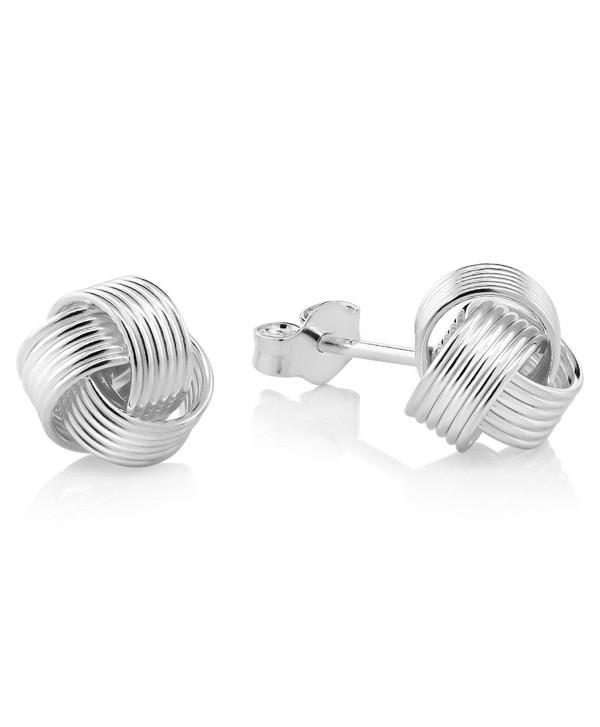 925 Sterling Silver 6MM Love Knot Woven Twisted Stud Earrings For Women - CZ11YQWKJ9H