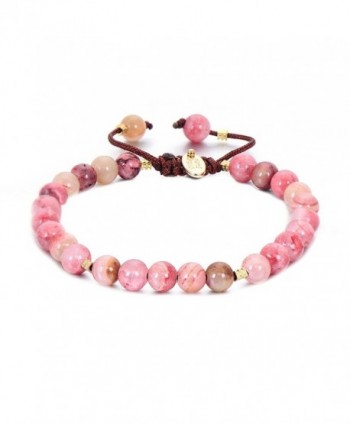 Pipitree Adjustable Rope Yellow Agates Bracelet Natural Stone Beads String Bracelet For Women - Pink - CQ187WNZ5KK