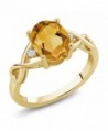 1.55 Ct Oval Yellow Citrine and White Topaz 18K Yellow Gold Plated Silver Ring (Available in size 5- 6- 7- 8- 9) - CC12BLDPGC3