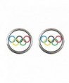 GiftJewelryShop Silver Plated Olympic five rings Photo Stud Earrings 10mm Diameter - CE11Q1DDWH5